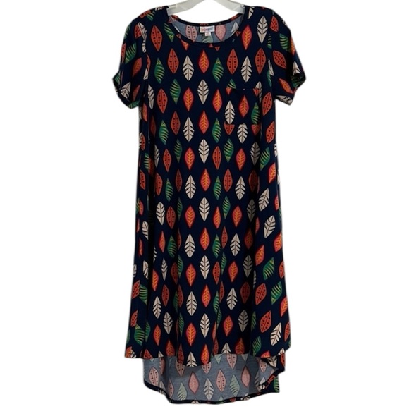 LuLaRoe Colorful Leaf Patterned Size XSmall Hi-Low Midi Dress - Picture 1 of 7